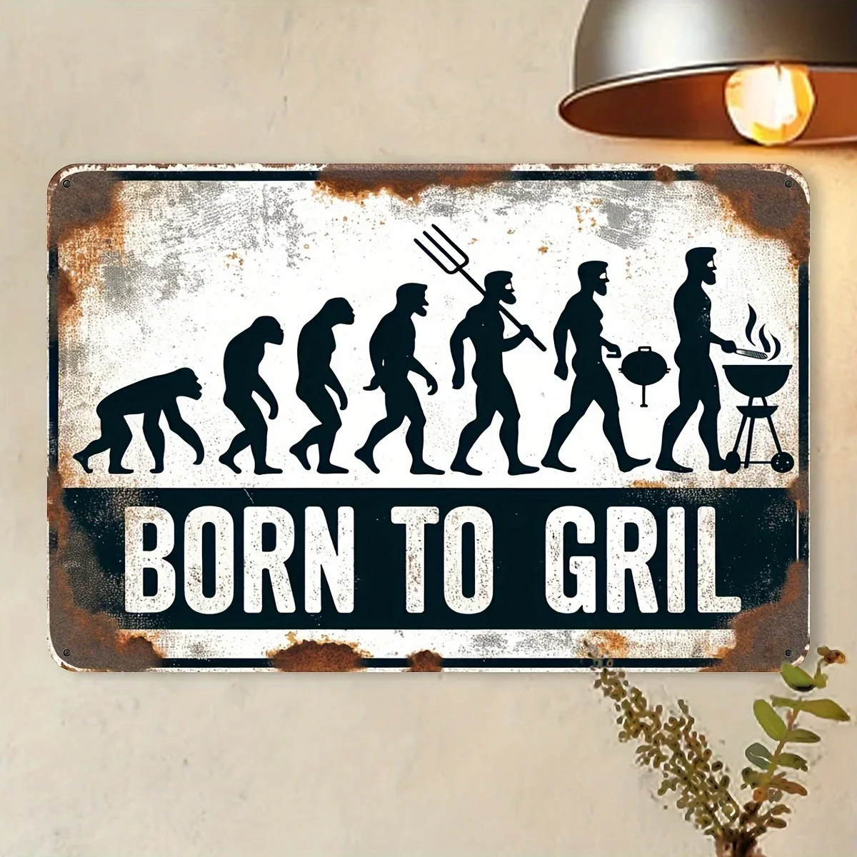 1PC Logo mural vintage en fer pour barbecue - Polyvalent, à suspendre au mur, design épuré pour les amateurs de barbecue - Rustique