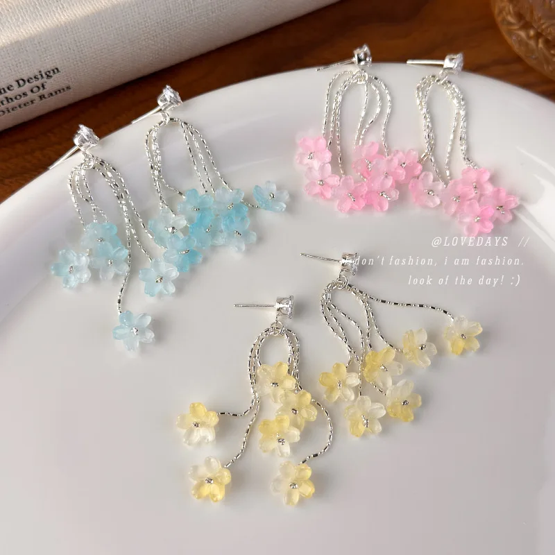 Lily of The Valley Tassel Long Drop Earrings for Women Elegant Sweet Unique Design Summer Trendy Lightweight Gift