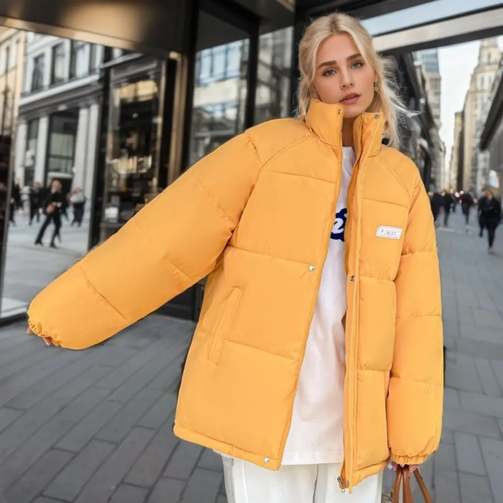 

Tide Brand Couples Cotton-Padded Jacket Hong Kong Style Large Size Short Loose Thick Women's Winter Outerwear New Popular