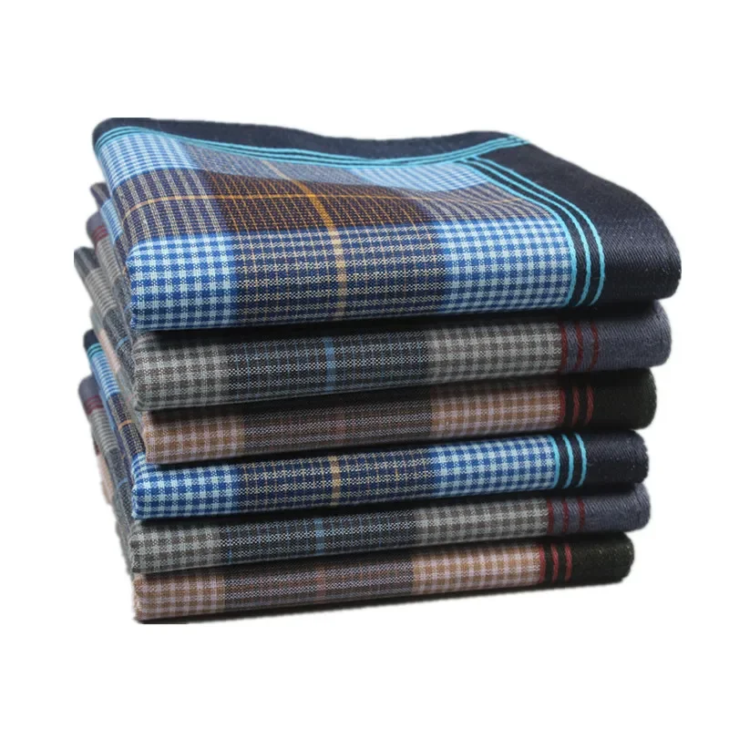

3Pcs 40x40cm Cotton Vintage Dark Color Plaid Checkered Printed Mens Handkerchiefs Pocket Squares Suit Jacket