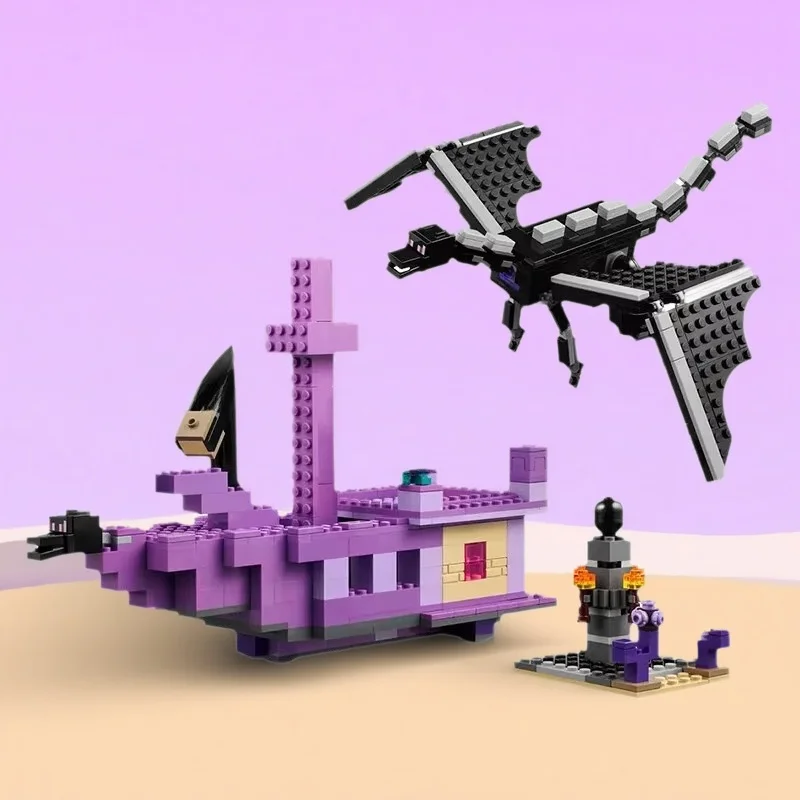 

Совместимые наборы кирпичей MOC Mini World Game Series, строительные блоки The Ender Dragon and The End Ship, модель игрушки для детей, подарок