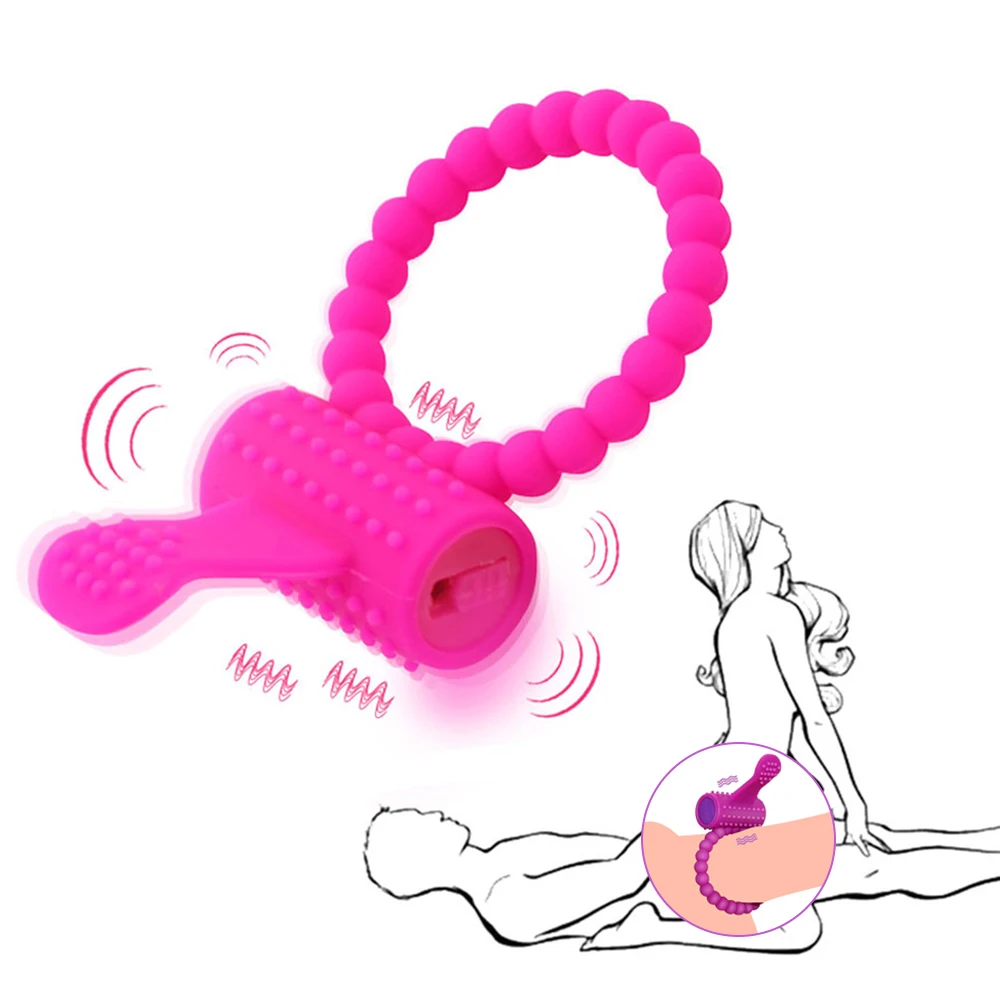 1PC Random Men Masturbation Vibrators Delay Lock Fine Penis Sets Silicone Tongue Vibration Ring Adult Game Sex Silicone Products