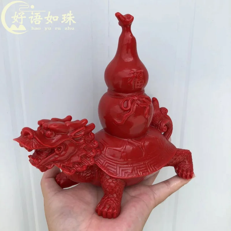 

Cinnabar Town House Turtle Back Gourd Fu Character Dragon-Head Tortoise Xuanwu Home Crafts Decoration Car Interior Centra