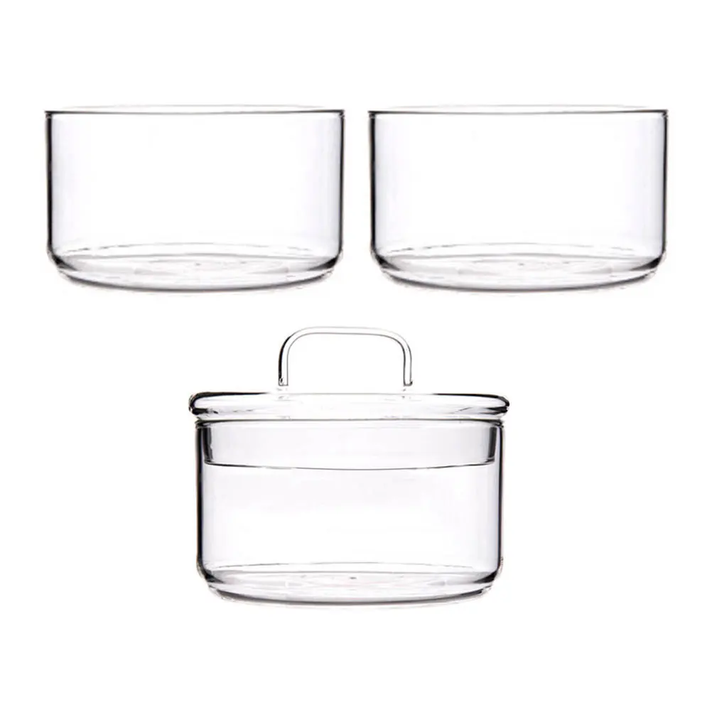 

Stackable Transparent Salad Bowl Glass Food Container for Fruits Nuts Desserts Easy Clean and Store