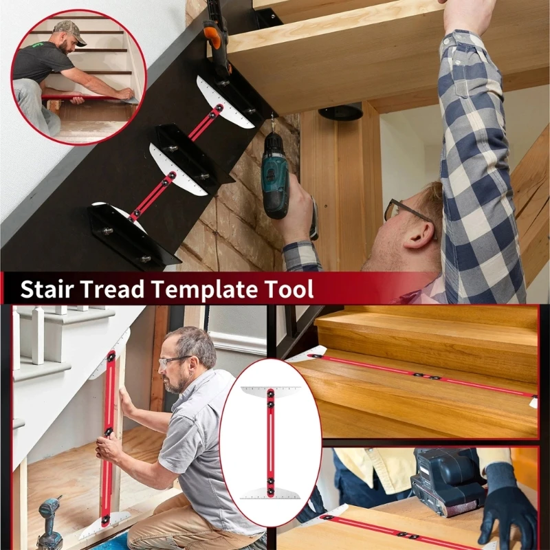 Stair Treads Template Tool 10in to 53in Stair Treads Gauge Multifunctional Aluminum Stair Treads Measuring Tool