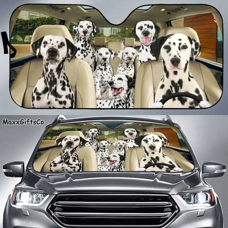 

Dalmatian Car Sun Shade, Dalmatian Windshield, Dogs Family Sunshade Car Accessories Lovers Gifts, Car