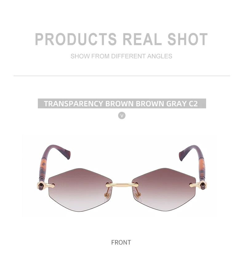 Randlose Polygon-Sonnenbrille für Damen 2026 Luxusmarke Mode Retro Sonnenbrillen Punk Sechseckige Brillen für Damen UV400 Outdoor-Sonnenbrillen – Detail 17