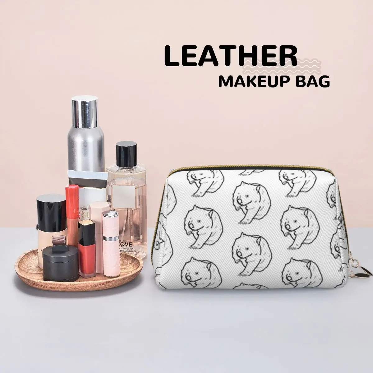 Australian Wombat Doodle Women Cosmetic Bag Travel Makeup Organizer Pouch Toiletry Storage Dopp Kit Box