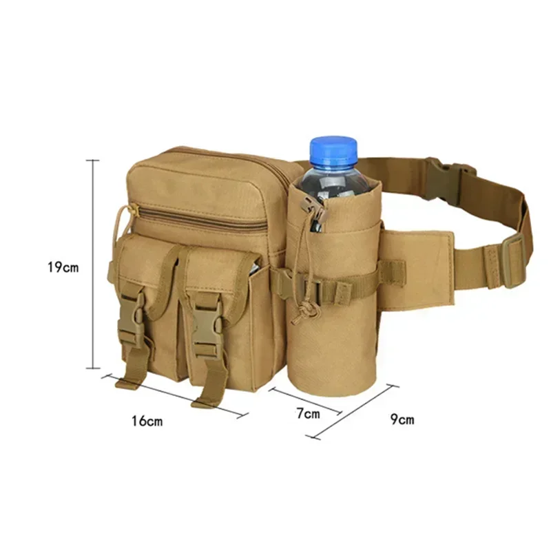 Riñonera táctica Molle de nailon para hombre, bolsa para teléfono con botella de agua para senderismo, deportes al aire libre, caza, escalada, Camping, cinturón