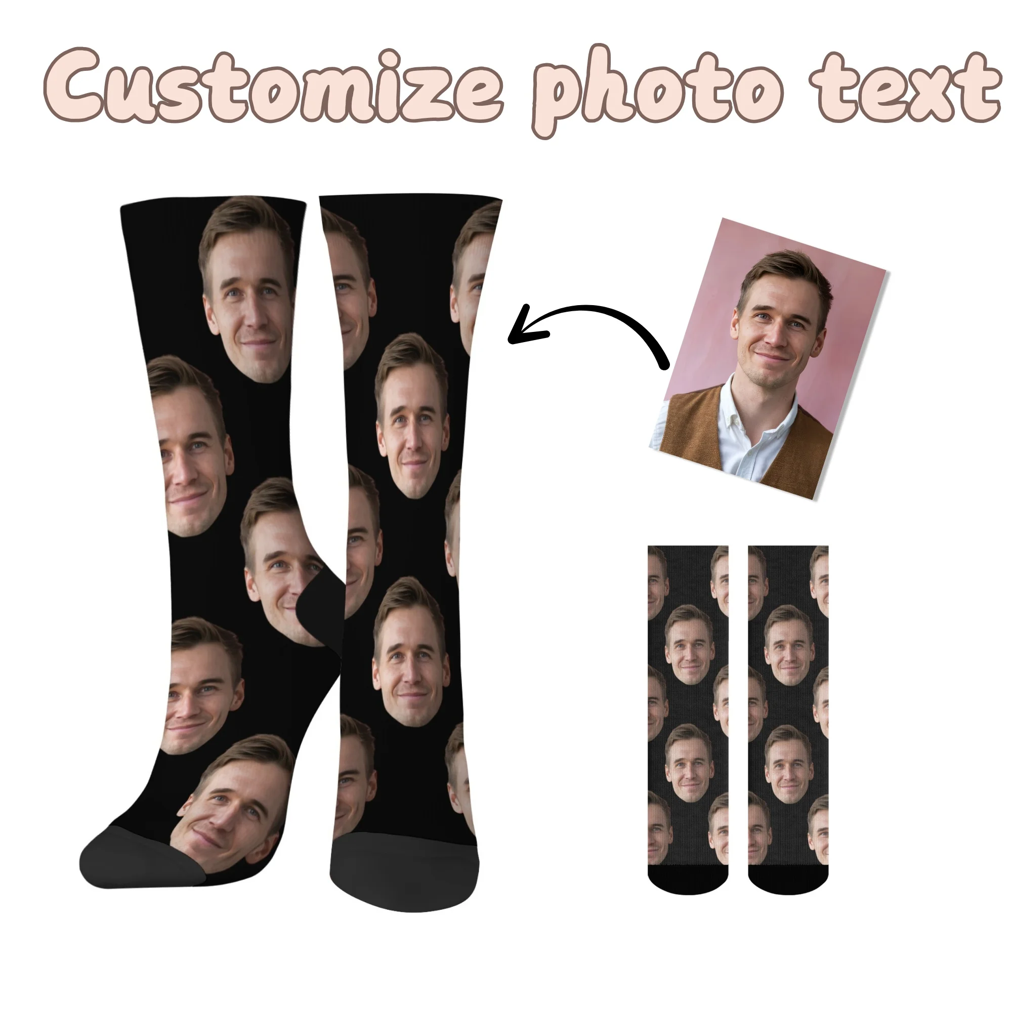 

1 pair [DIY] Custom men's mid-tube socks with photos and custom novelty face socks for boyfriend, lover, father's holiday gift