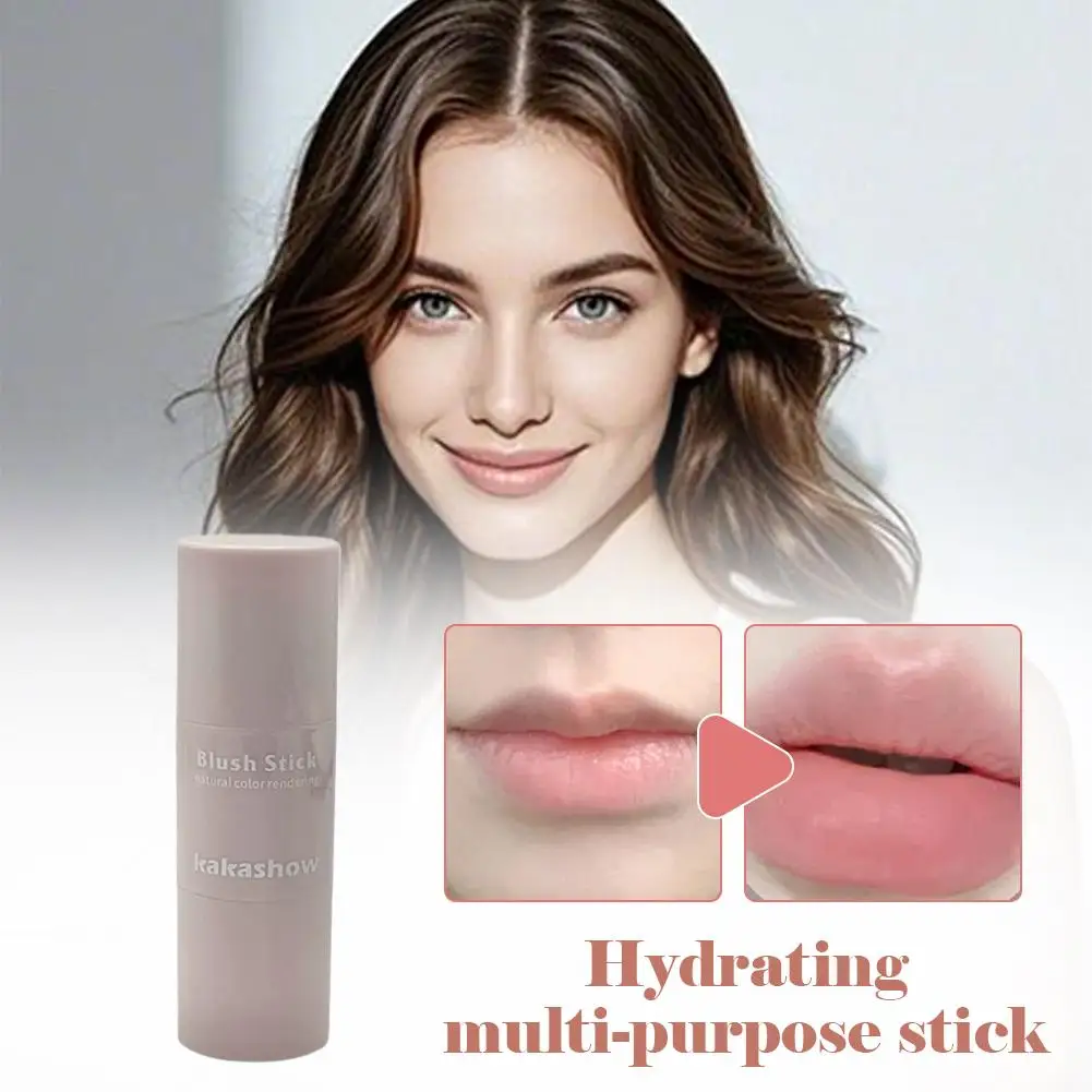 Wielofunkcyjny rozświetlacz do ust i policzków, róż i szminka 2w1, rozjaśnia skórę, dodaje nawilżenia, nie klei się, w zestawie gąbeczka.