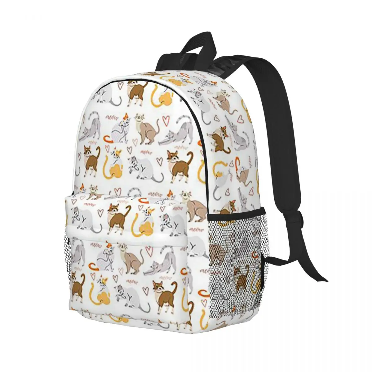 Gray Ginger And Siamese Kittens Cats Backpack Student Boys Girls BookBag Men Women School Bag Laptop Shoulder Bags