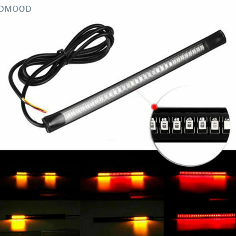 48 SMD LED Motorcycle Motorbike Tail Brake Stop Turn Signal Flashing Strip Light