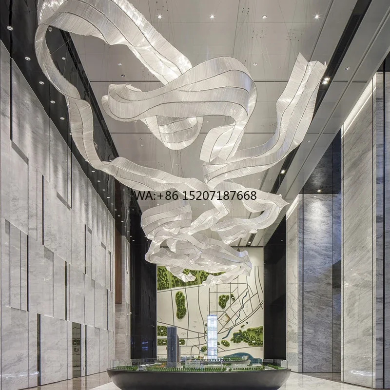 Custom Modern Luxury  for Hotels White Streamer  Remote Warm White for Middle-Sized Rooms Lobby Decorations