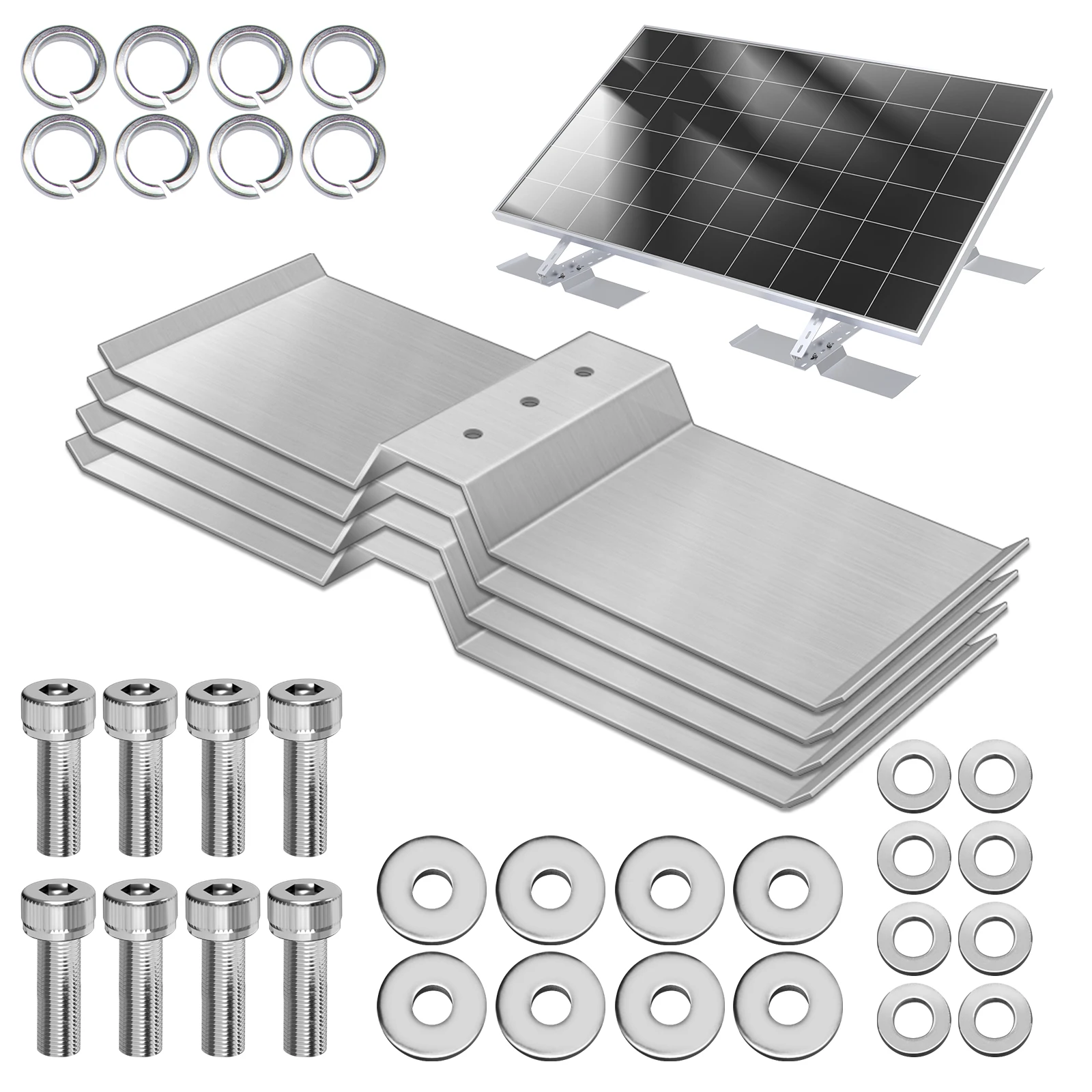 4 Pcs Aluminum Pallet, Shim Block, Ballast Plate, Support for Adjustable Solar Panel Tilt Mount Brackets, Ideal for Lawn, Balcony, Ground, Sand,