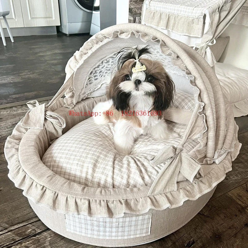 

Pet Bassinet Detachable Seat Cushion, Double-sided Cotton and Linen Optional