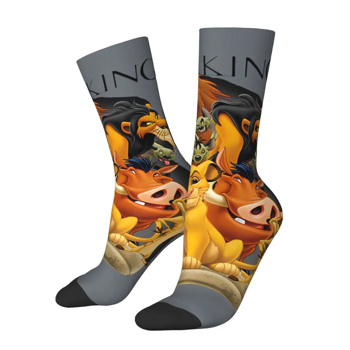 Funny Happy Men's compression Socks Brilliant Retro Harajuku the lion king Hip Hop Novelty Seamless Crew Crazy Sock Gift Printed