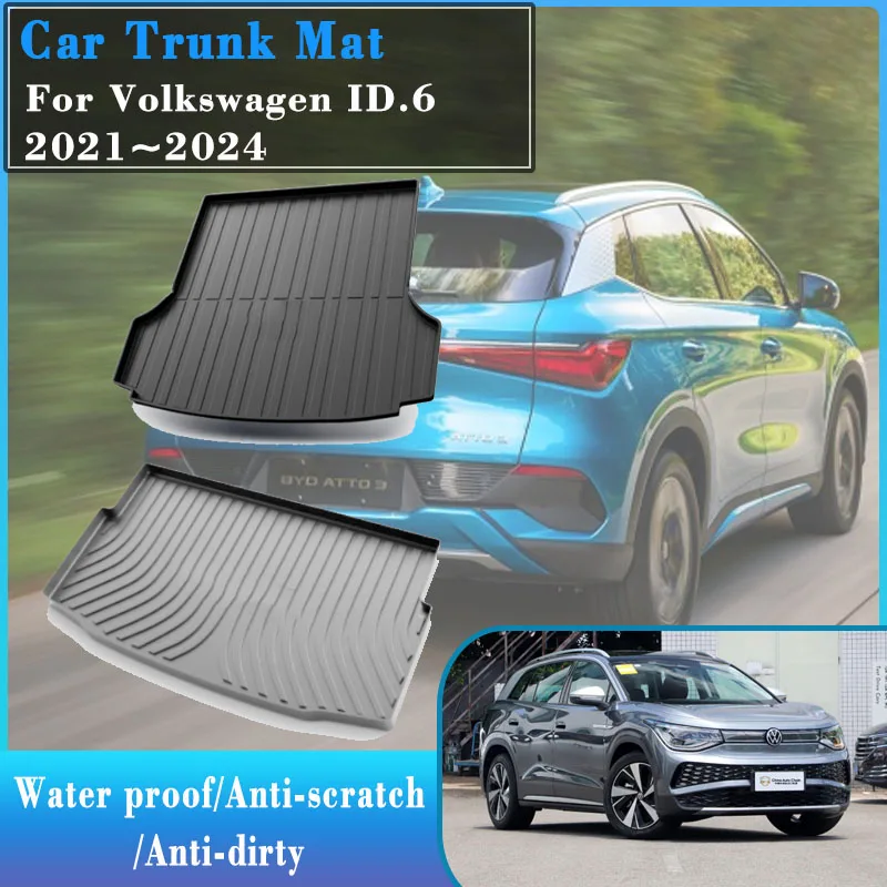 

Car Boot Mat For Volkswagen VW ID.6 ID6 ID 6 2021 2022 2023 2024 TPE Waterproof Protecion Trunk Storage Pad Mud Auto Accessories