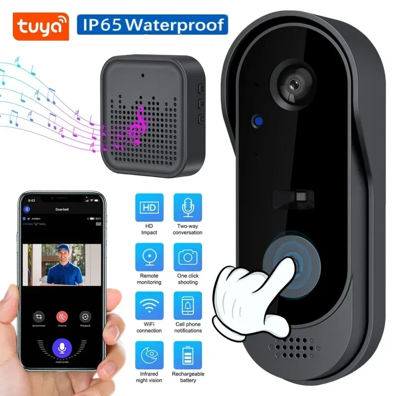 Tuya Doorbell with Camera Wireless Bundle Video Doorbell WIFI Outdoor Phone Door Bell Camera Security Video Intercom IR Hot Sale