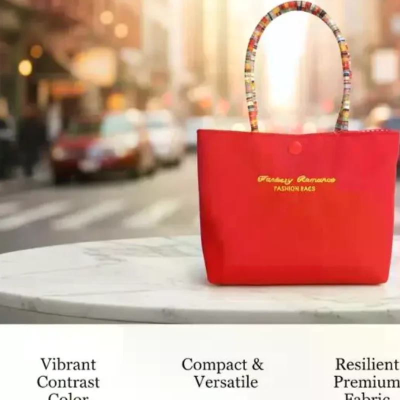 Cute Letter Pattern Women's Handbag Small Tote Bag For Travel And Daily Use Urban Minimalist Nylon Soft Zipper Closure Mobile
