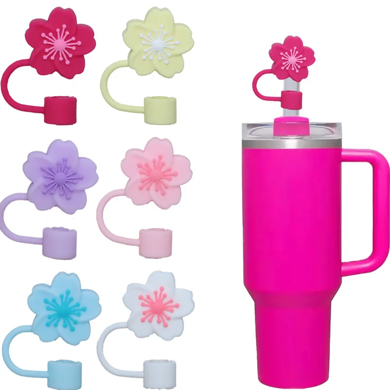 Straw Covers Cap Toppers Compatible with Stanley Tumbler Reusable Cute Silicone Tips Lids Protectors for 10mm Cups Accessories