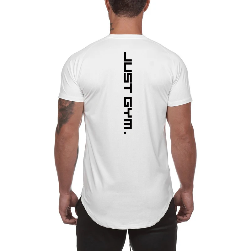 Gym Workout Bodybuilding Fitness Clothing Mens Quick Dry Running Slim Fit Shirts Summer Mesh Breathable Short Sleeve T-shirts