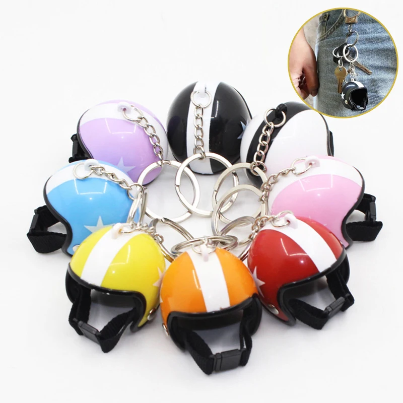 Creative Motorcycle Helmets Keychain for Women Men Plastic Safety Helmet Keyrings Bags Pendant Car Key Chains Holder Jewelry