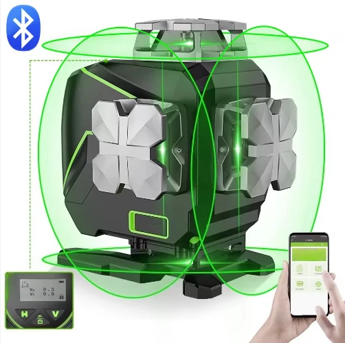 new arrivalHuepar S04CG 16 Lines 4D Green Beam Laser Level Self Leveling With Bluetooth &Outdoor Pulse Mode