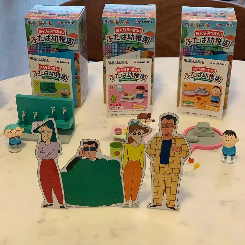 Crayon Shin-chan Friend decoración diaria de postres, figura de Anime, juguetes de ensamblaje de dibujos animados, regalos de figuras de acción para niños