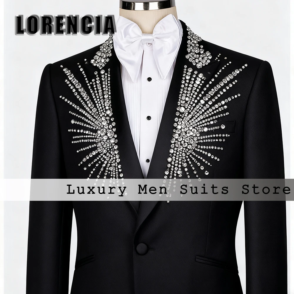 

Блестящие хрустальные костюмы для мужчин, комплект из 2 предметов, однобортный смокинг, наряды для вечеринок, блейзерные брюки по индивидуальному заказу, була 1)