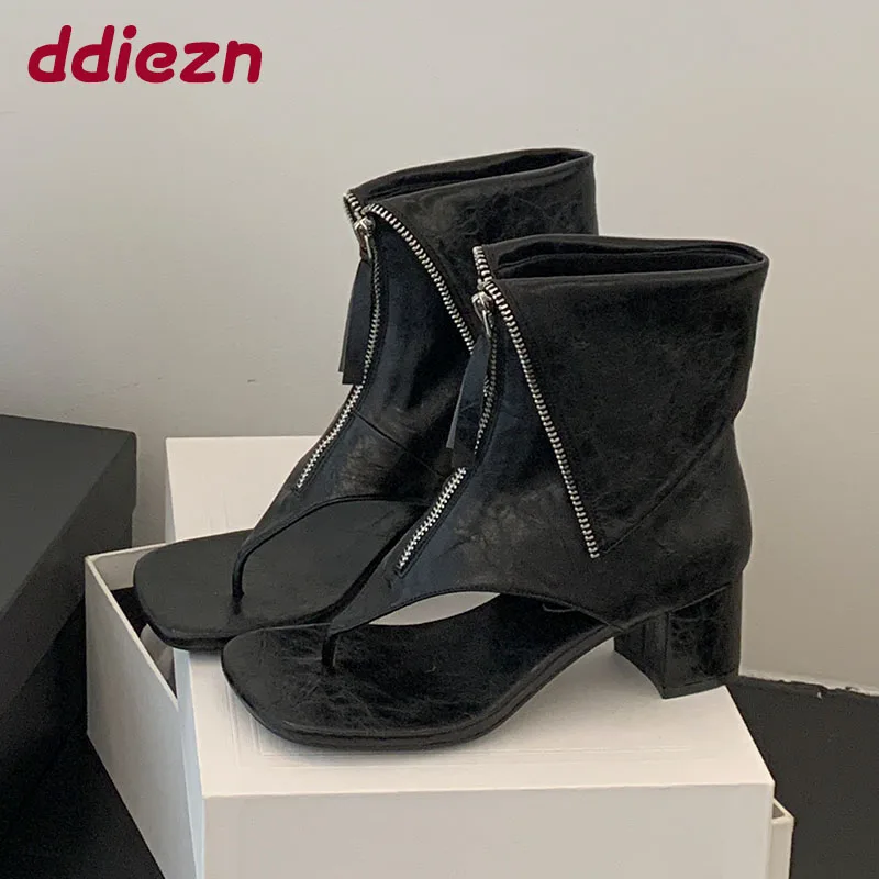 

Модная обувь на молнии, босоножки на каблуке, ботильоны для женщин, шлепанцы, женские сандалии с открытым носком, ботильоны на каблуке, обувь