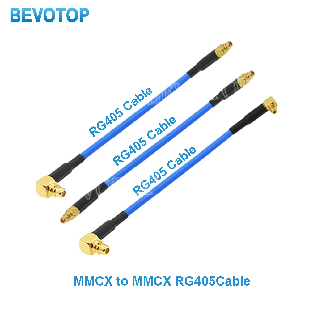 1PCS RG405 MMCX Cable MMCX Male to MMCX Male Straight/Right Angle 90° Plug High Frequency RG-405 086 Pigtail MMCX Jumper BEVOTOP