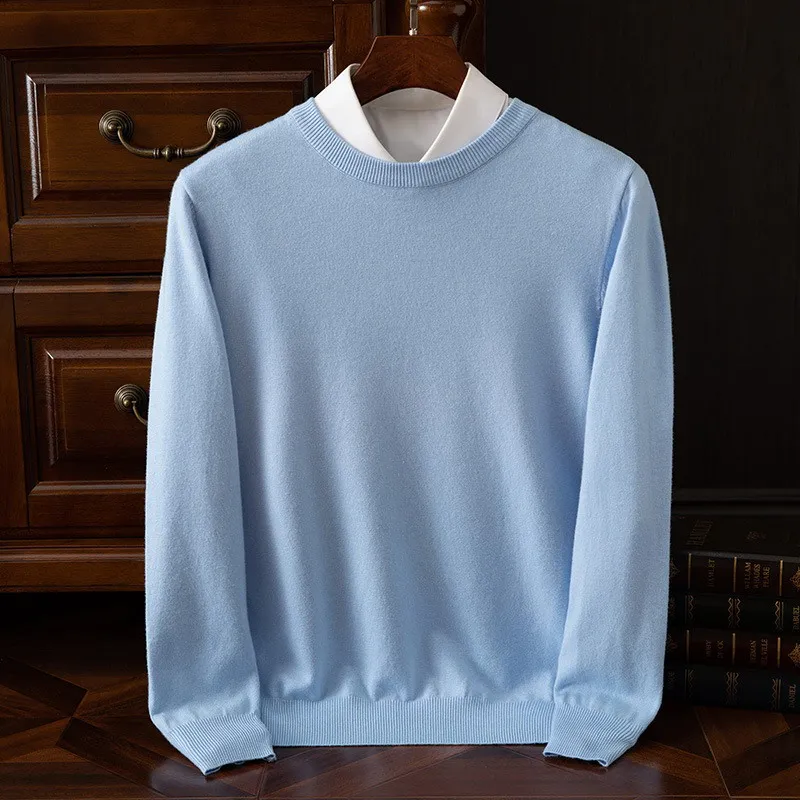 

Cashmere Blend Sweater Men's Clothing Pullover Spring Autumn O-Neck Soft Warm Wool Jumper Knitwear Sweaters