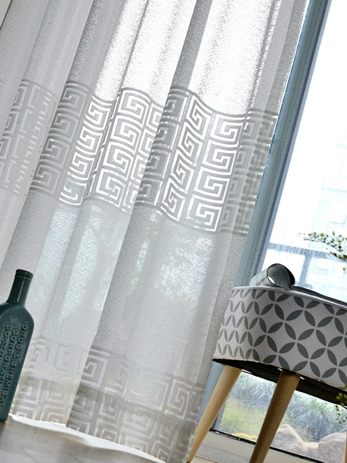 Modern Minimalist Solid Color Jacquard Window Screen 1pc Curtains for Living Room  Curtains for Bedroom