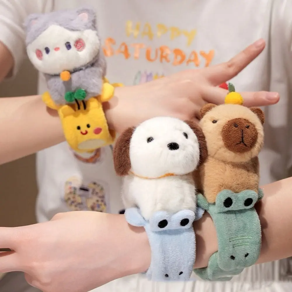 Raccoon Slap Bracelet Series Koala Cat Plush Doll Slap Bracelet Soft Capybara Panda Plush Wrist Band Birthday Gift