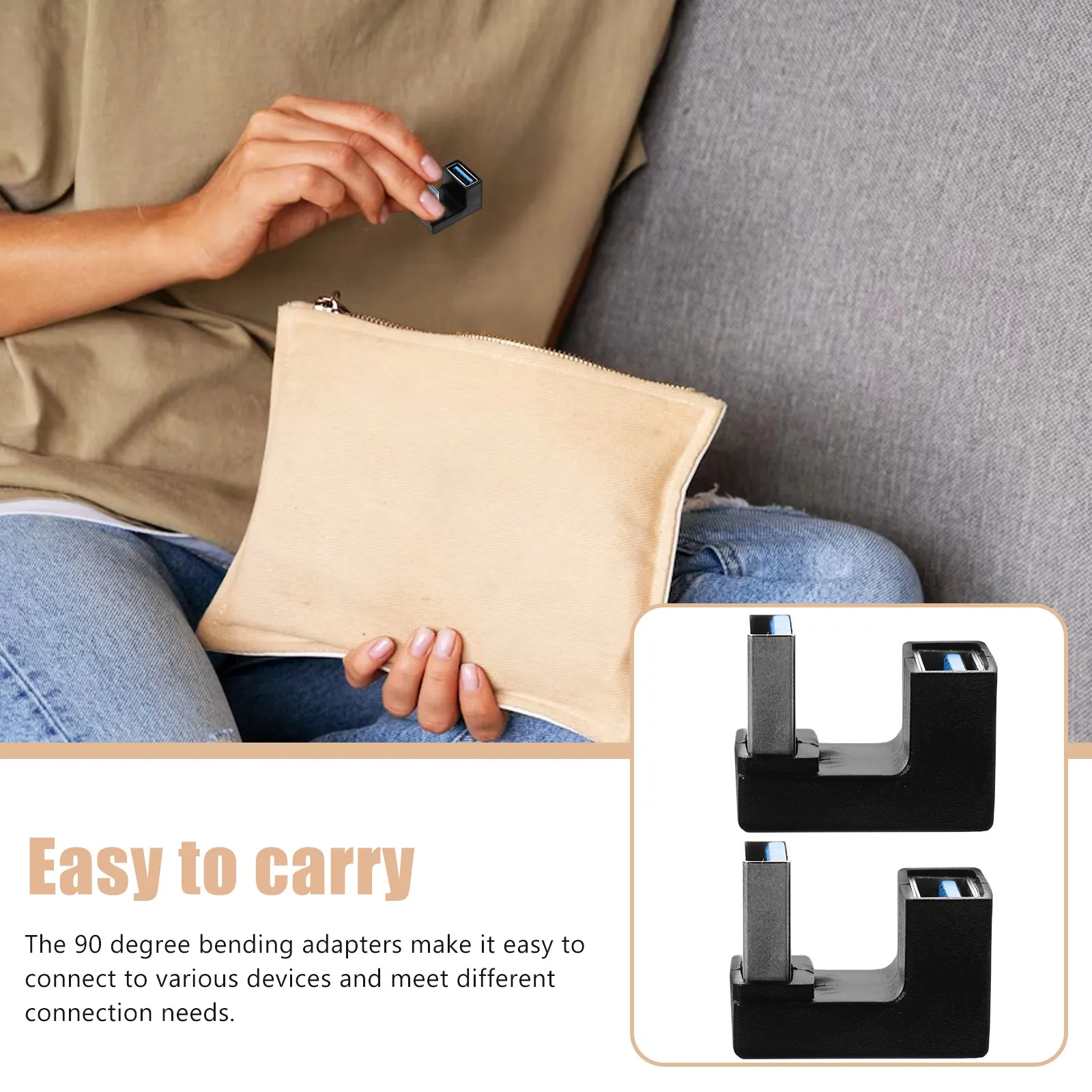 

2Pcs USB Right Angle Adapter 90 Degree USB 3.0 Male to Female Angled Connector High-Speed Data Transfer for Laptop Devices