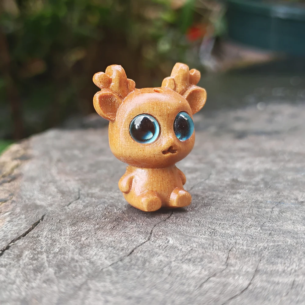 1.1 Inch Wooden Deer Ornament, Ethnic Style, Simple Style, Suitable for Home Decoration, Halloween Decorations, Fireplace, Office Decoration, Centerpiece Decoration, Housewarming Gift, New Year Gift