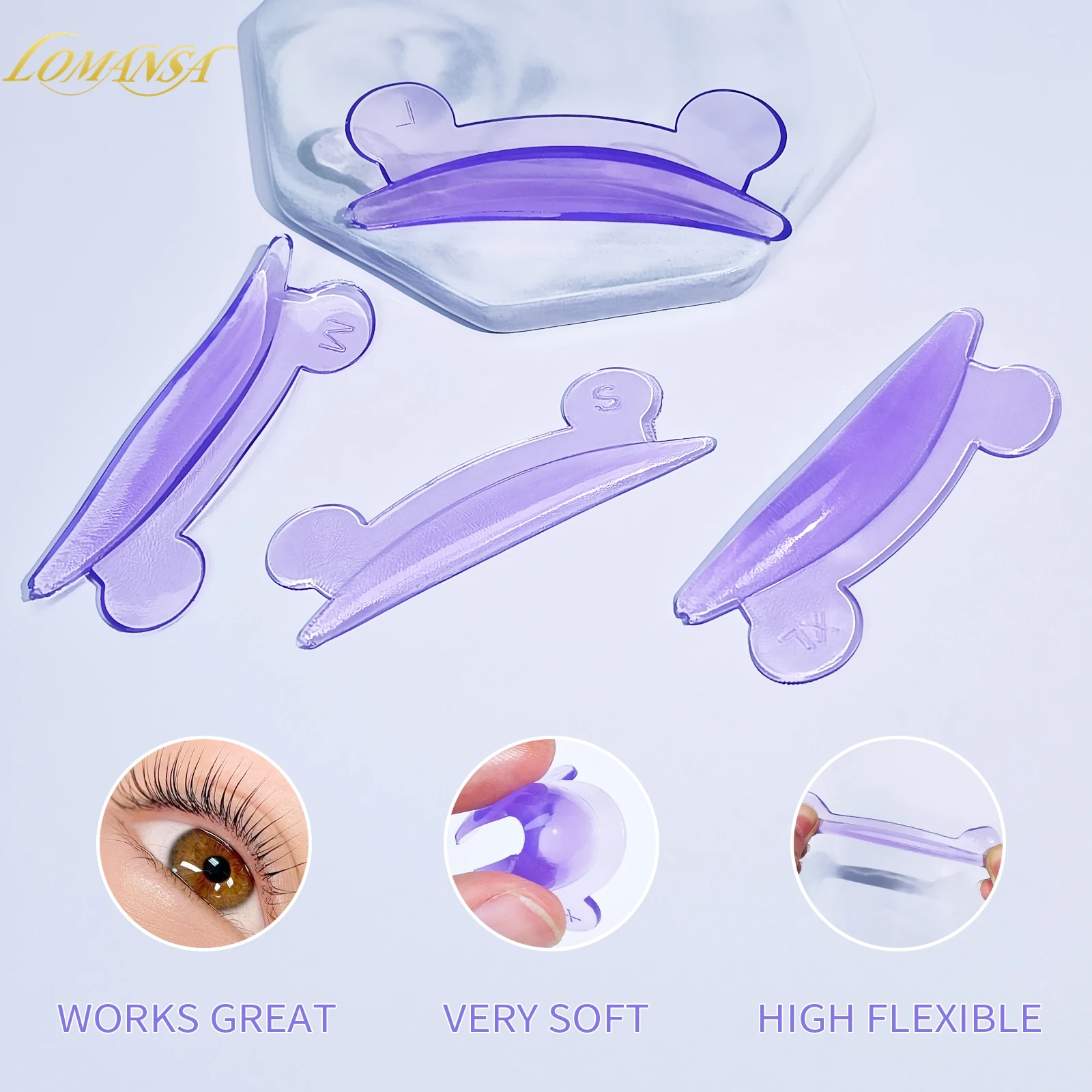 Lomansa 5 Pairs L Curl Silicone Eyelash Perm Pads Sticky Lashes Rod Shield Lifting 3D Eyelash Curler Accessories Makeup Tools