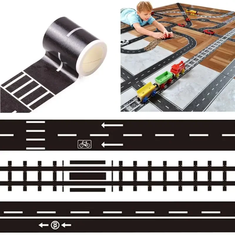 

48mmX5m Railway Road Paper Washi Wide Creative Traffic Road Track Scene Adhesive Masking Road For Kids Toy Car Play