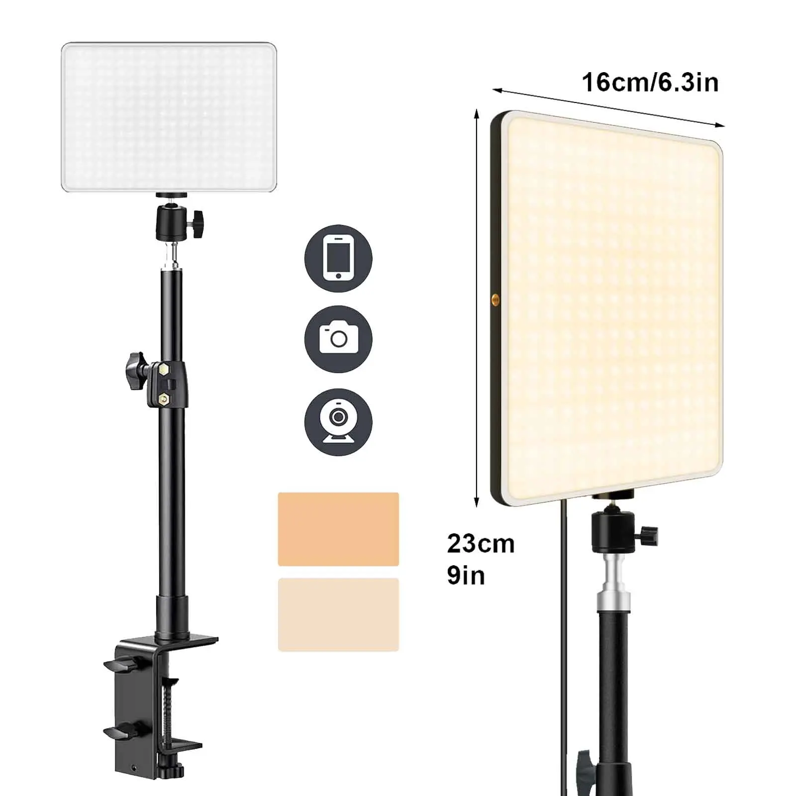 Video Recording Lighting  LED Photo Studio Light Photography Panel Lamp With Desk Mount Stand for Youbute Live Streaming Meeting