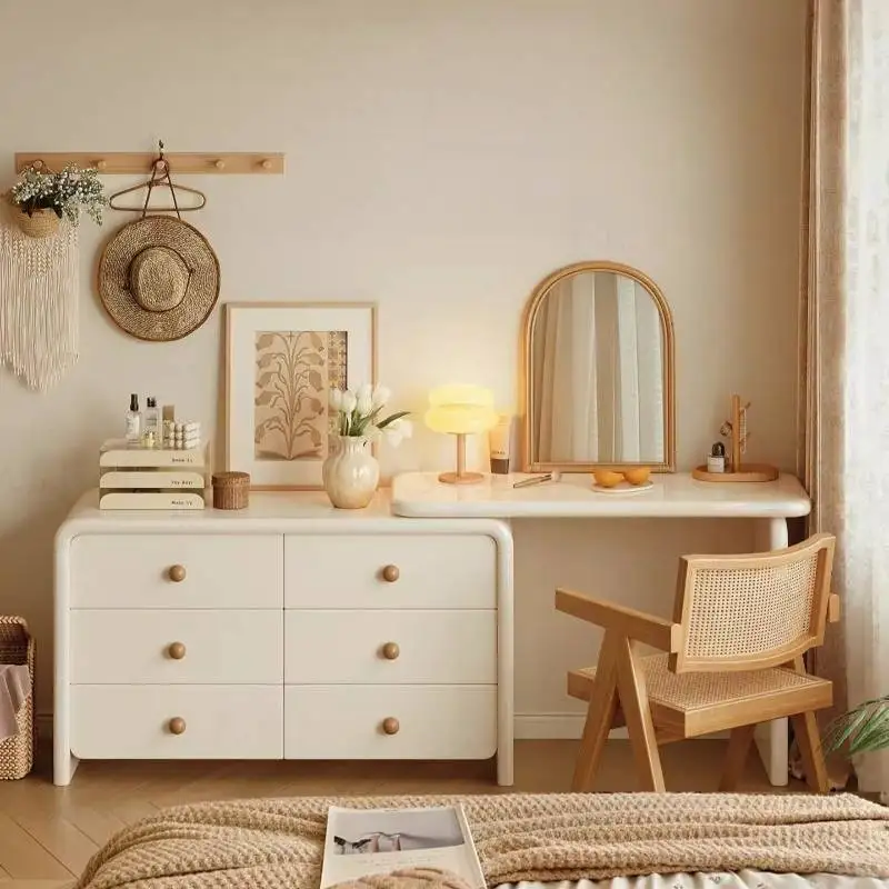 Extension Makeup Vanity Desk Drawers European Compact Adult Dressing Table Corner Living Room Coiffeuse De Chambre Furnitures