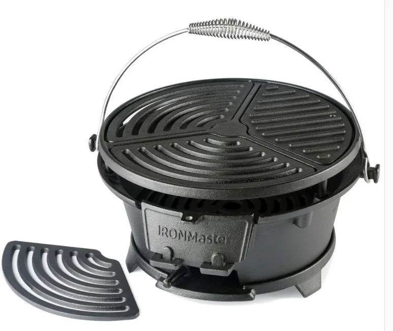 Round cast iron barbecue grills outdoor camping portable multifunctional charcoal grill heating stove brazier 246