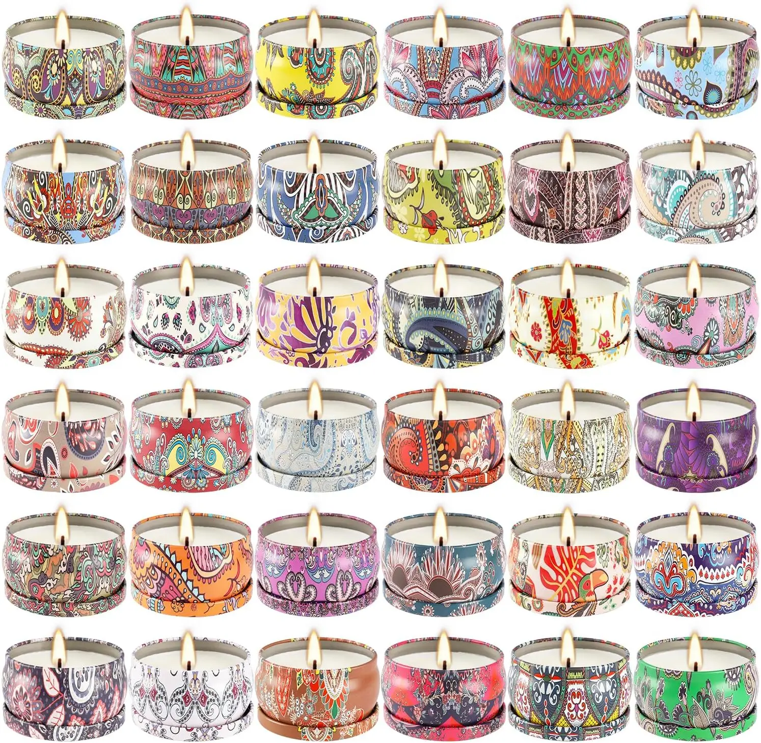 

Набор ароматических свечей, 36 штук, из соевого воска, в жестяных банках для путешествий, для дома, 2,5 унции, ароматические свечи для мамы на Рождество, День рождения