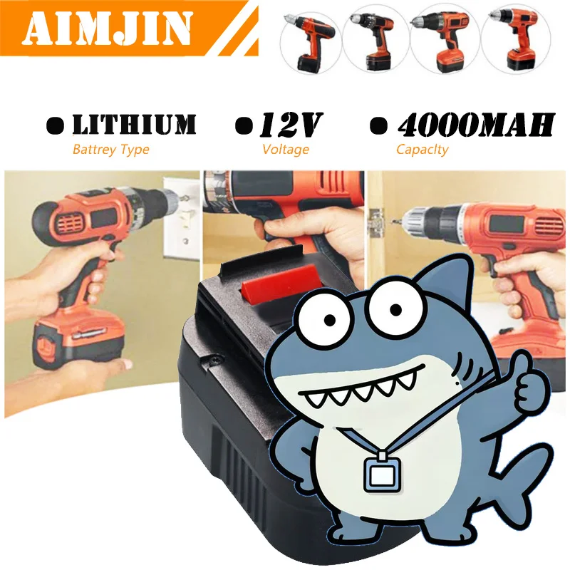 🔥4000mAh 12V For Black&Decker Ni-MH Drill Tools Battery A12 A12EX FSB12 FS120B A1712 HP HP12 Rechargeable Battery💎