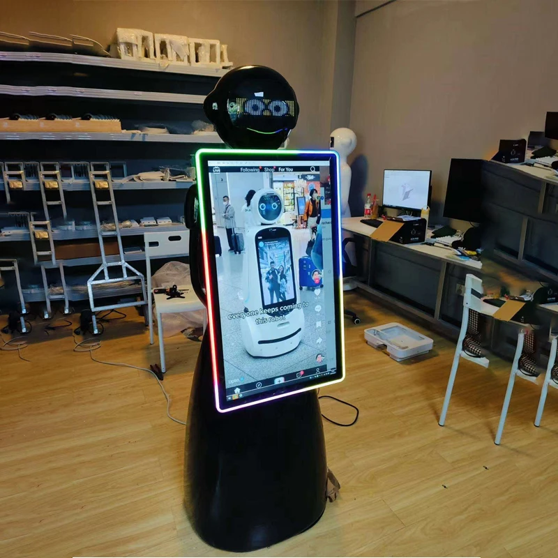 32-Inch artificial intelligence-generated custom photo booth, robot-compatible with iPad camera DSLR, for individual or group