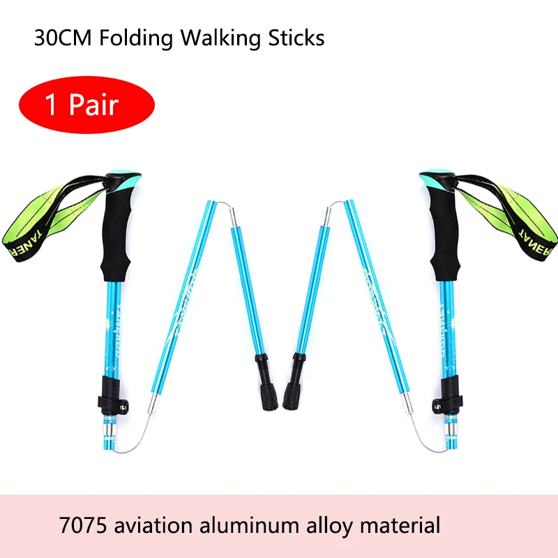 One Pair 5 Sections Fold Walking Sticks For Men And Women Hiking Trekking Poles Nordic Walking Climbing Poles