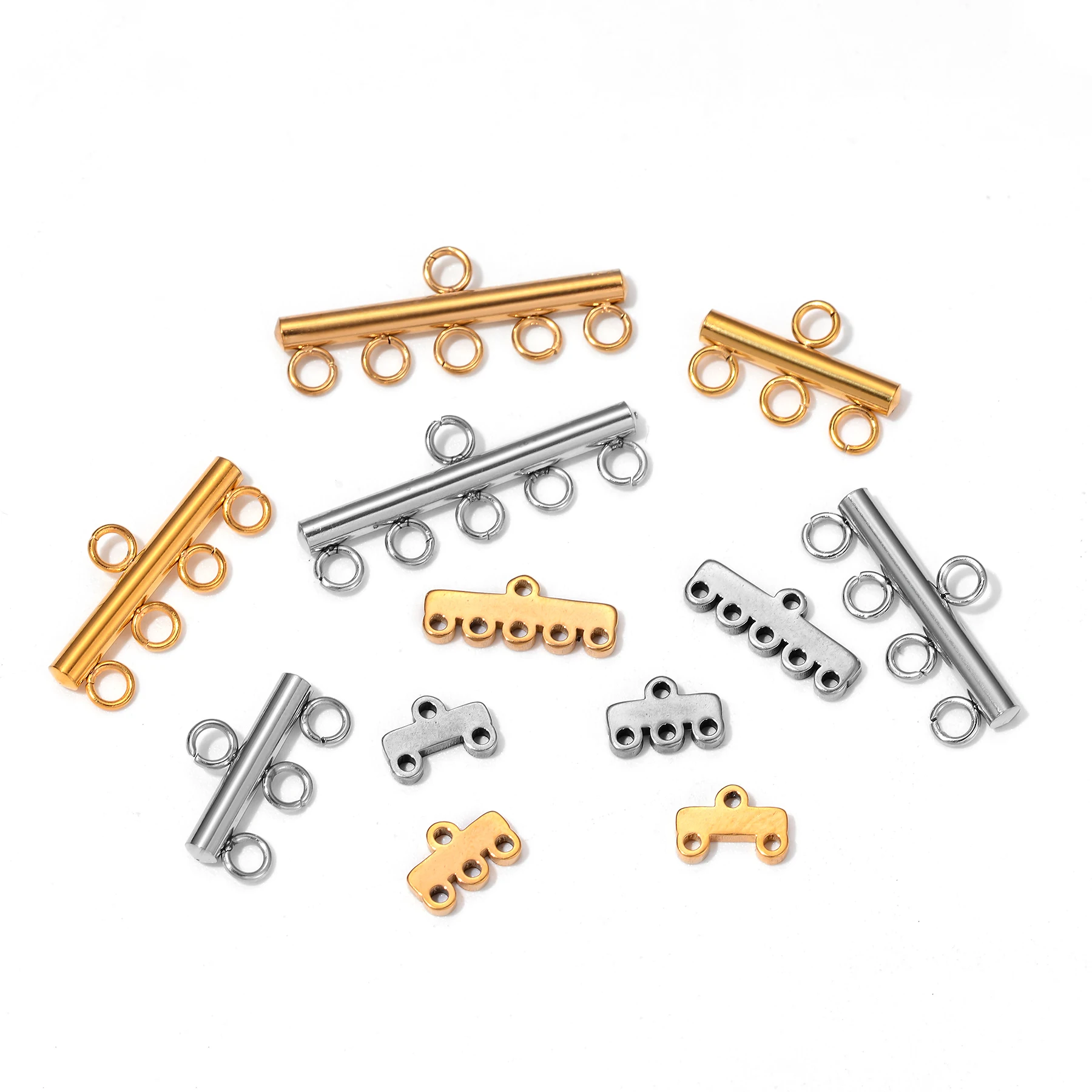 20 Stück/Set Edelstahl-Kettenverschlüsse mit 5 Schlaufen für Halsketten, Armbänder, Ohrringe, Ketten und DIY-Schmuckherstellung – Detail 4