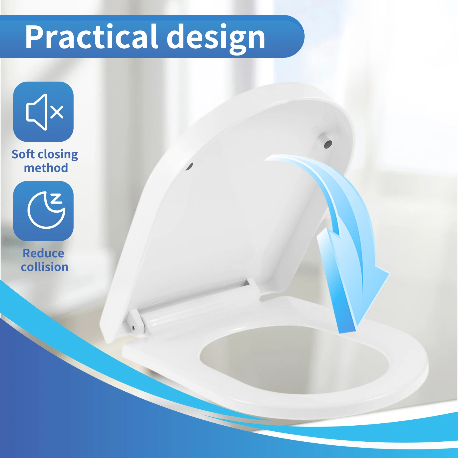 

Soft Close Quick Release Toilet Seat Elongated D/U Shape Toilet Seats Cover Universal Mount for Household Toilet Lid