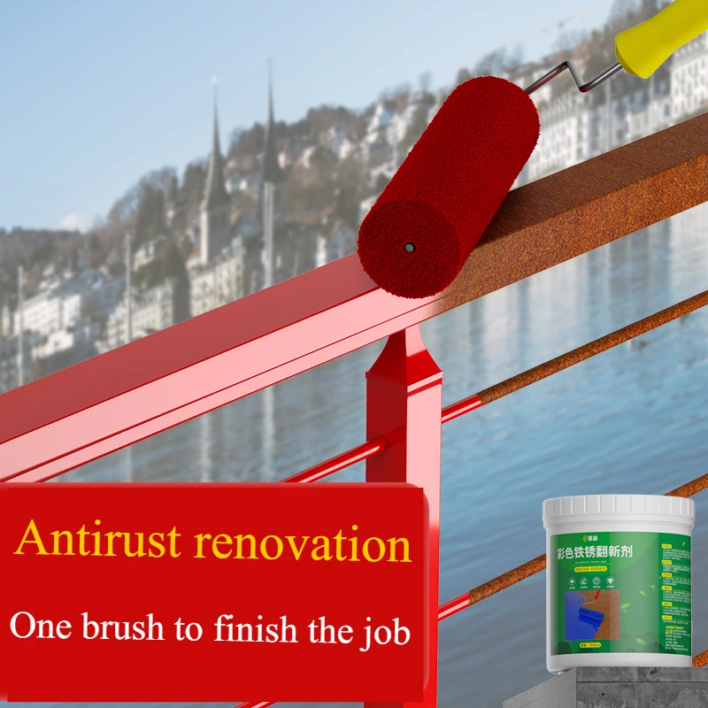 طلاء معدني مائي منزلي - محول صدأ، مضاد للصدأ وإزالة الصدأ، لا حاجة إلى صنفرة، سهل الاستخدام