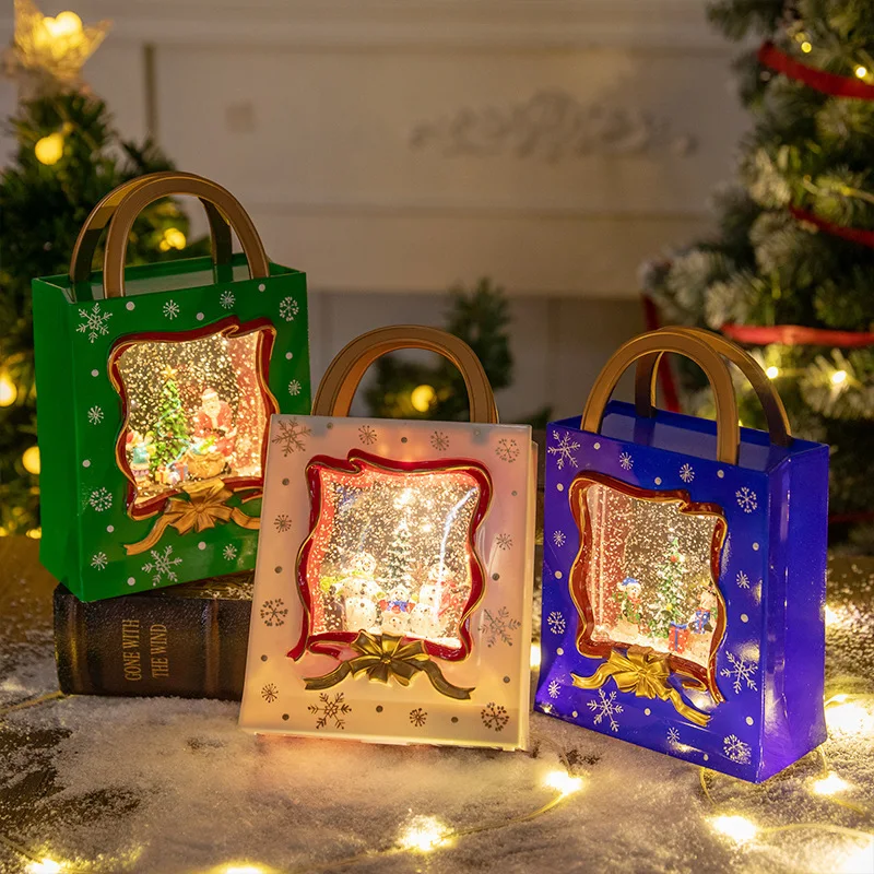 Christmas decorative crystal ball music box. Christmas Tote Bag Snow Music Light Christmas Gift Night Light